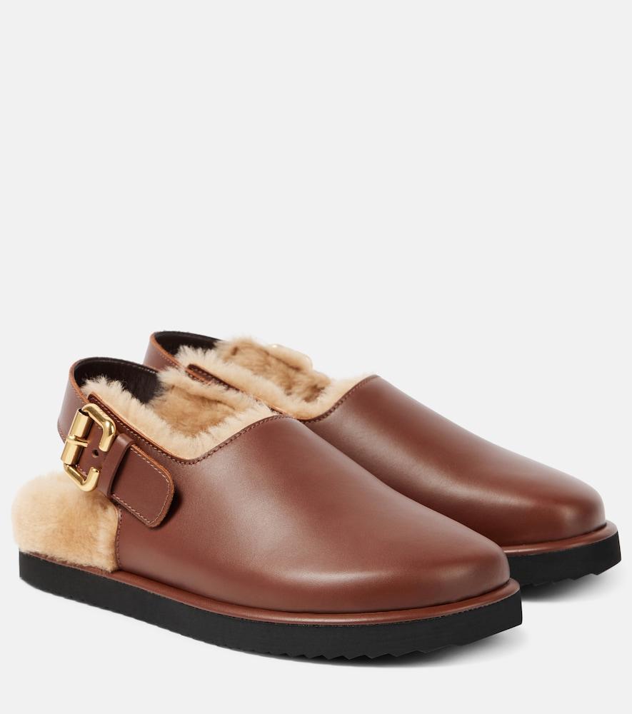 chloé nil shearling-lined leather mules