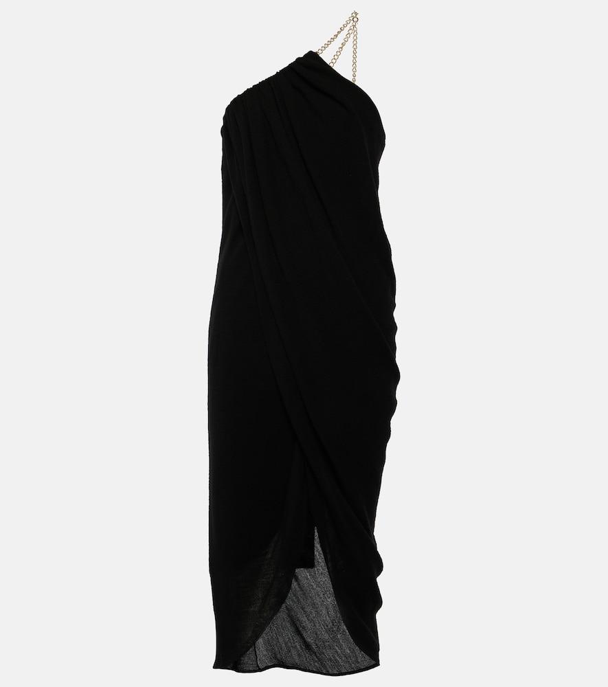 chloé one-shoulder virgin wool midi dress