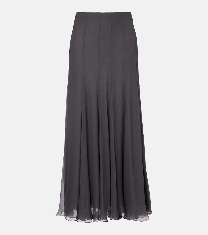 chloé paneled high-rise silk muslin maxi skirt