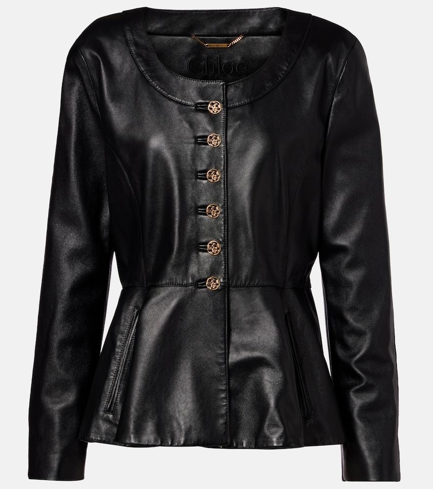 chloé peplum leather jacket