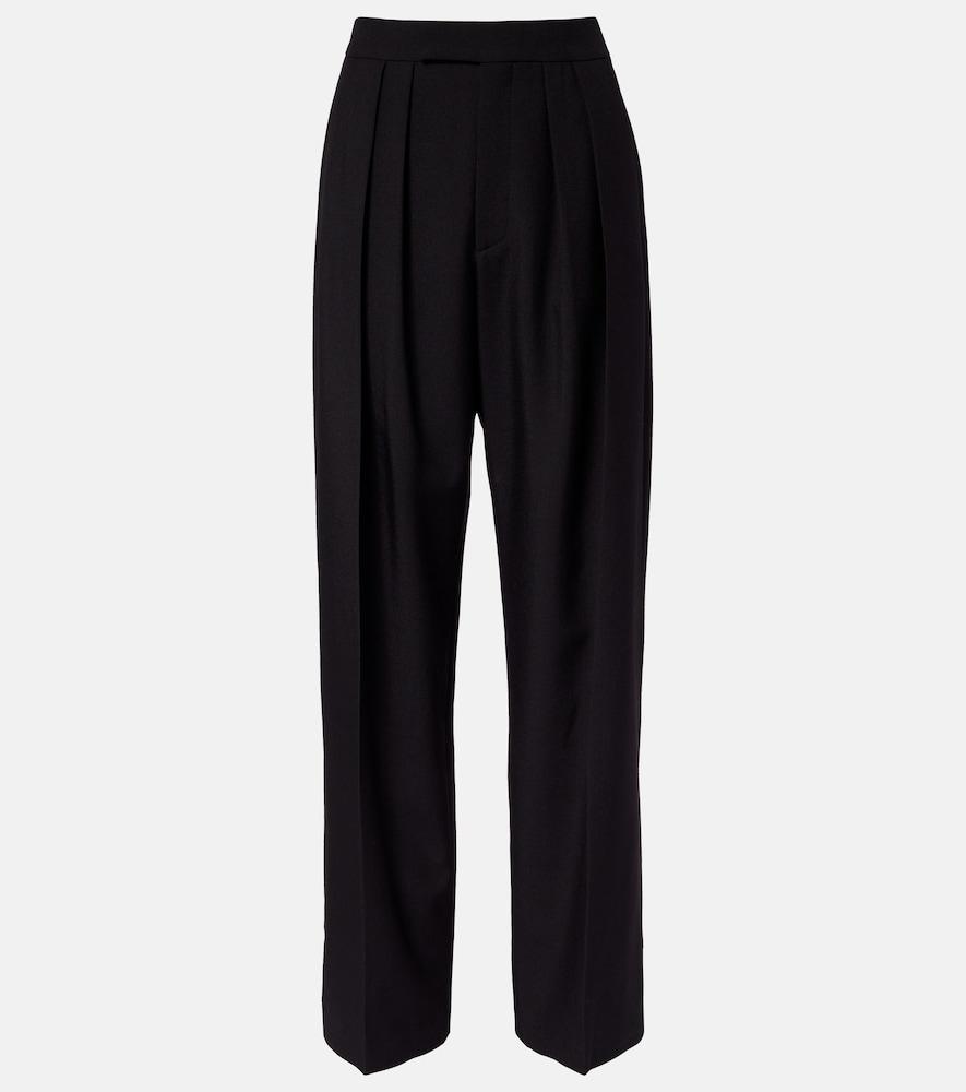 chloé pleated high-rise wool gabardine wide-leg pants