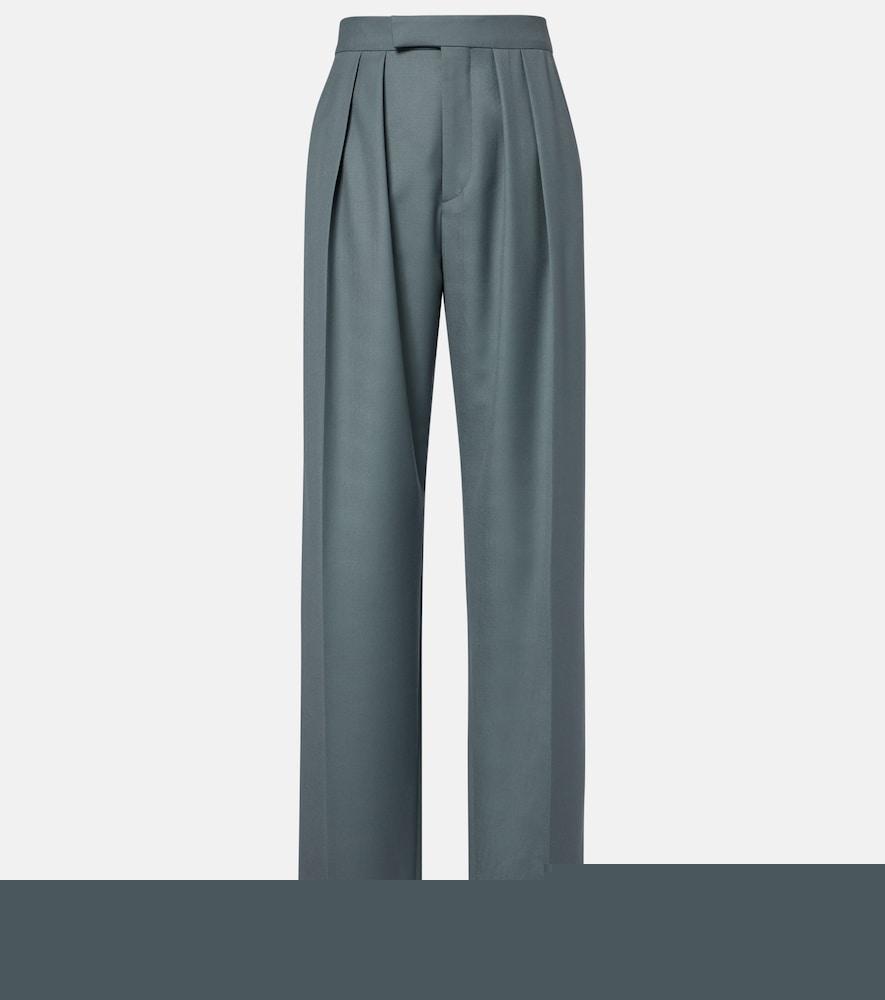chloé pleated virgin wool straight pants