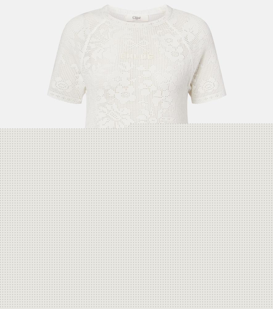 chloé pointelle scalloped cotton minidress