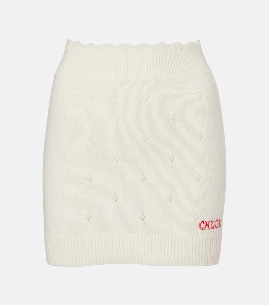 chloé pointelle wool and cashmere miniskirt