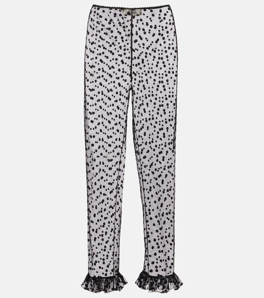 chloé polka-dot cotton-blend tulle straight pants