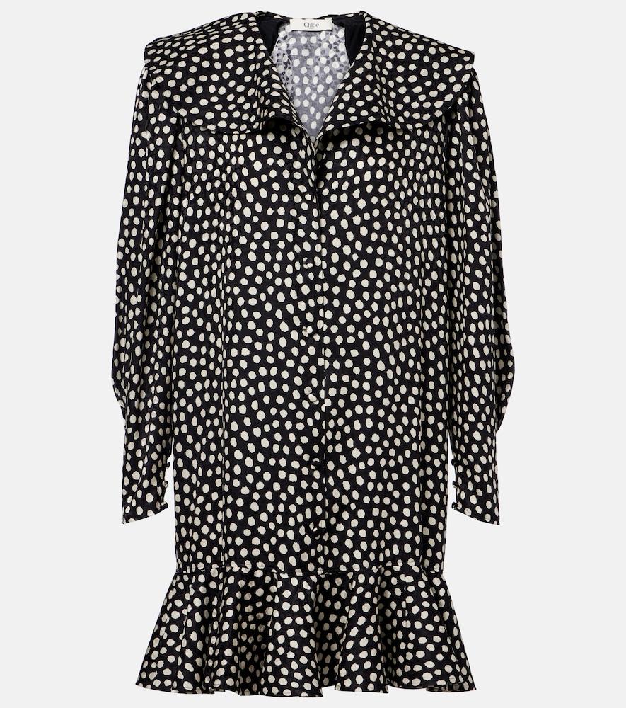 chloé polka-dot silk jacquard minidress