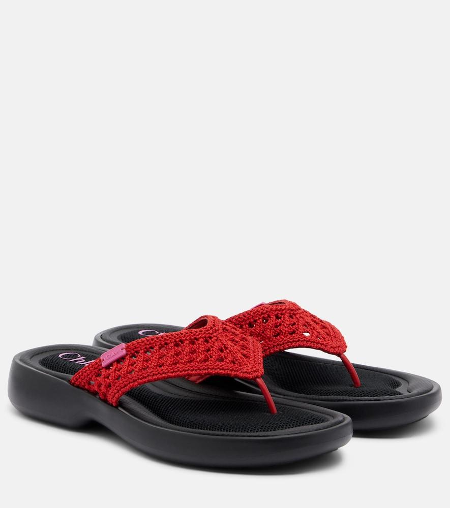 chloé poolette crochet thong sandals