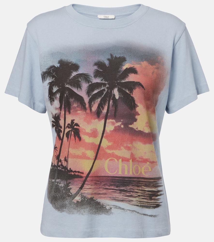 chloé printed cotton jersey t-shirt