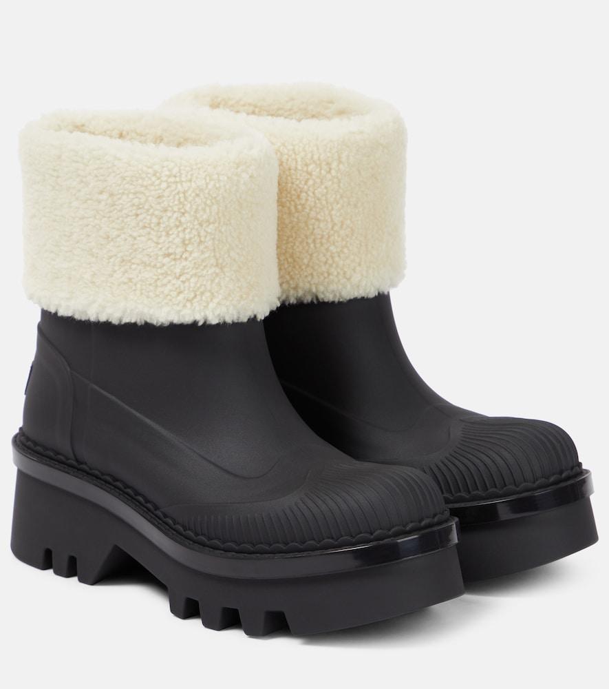 chloé raina shearling-trimmed ankle boots
