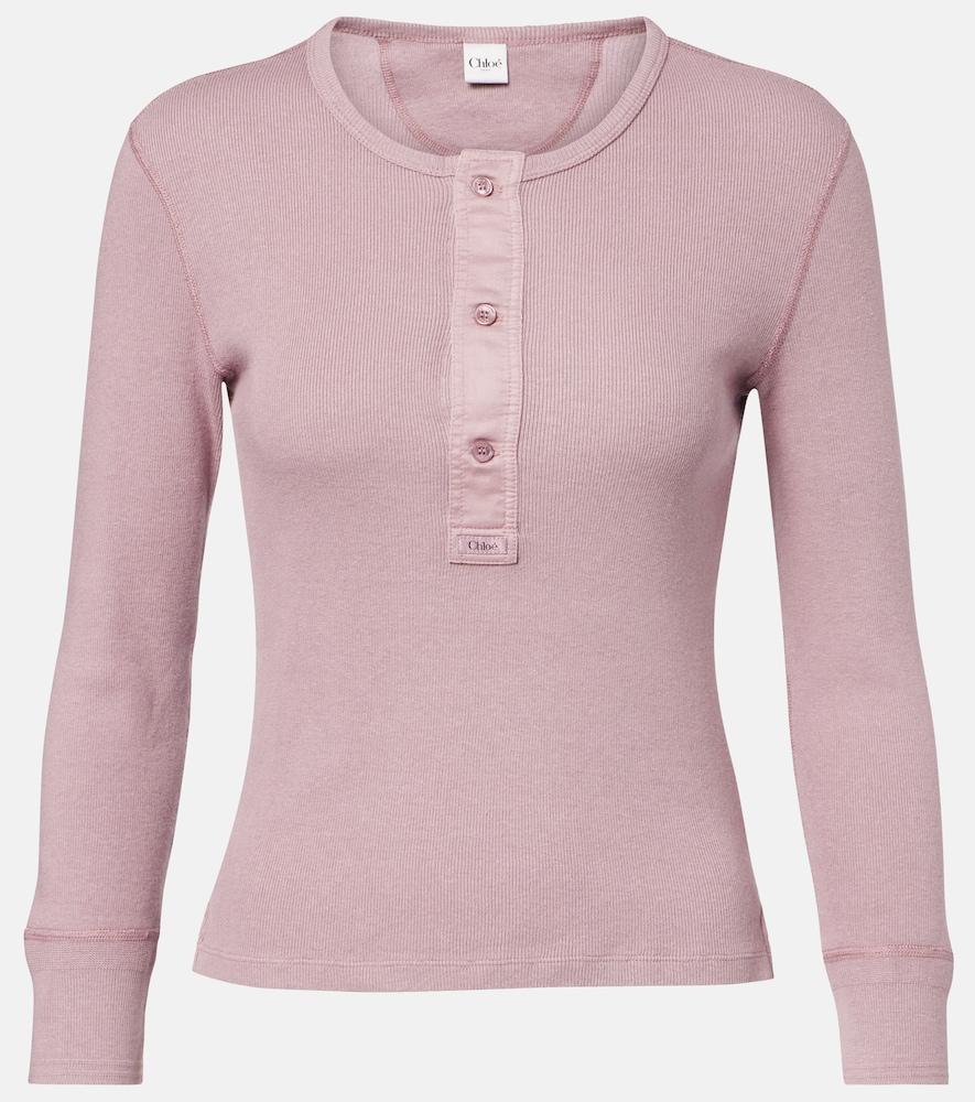 chloé ribbed-knit cotton henley shirt