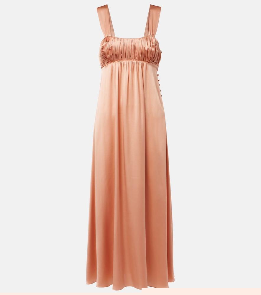chloé ruched silk satin maxi dress
