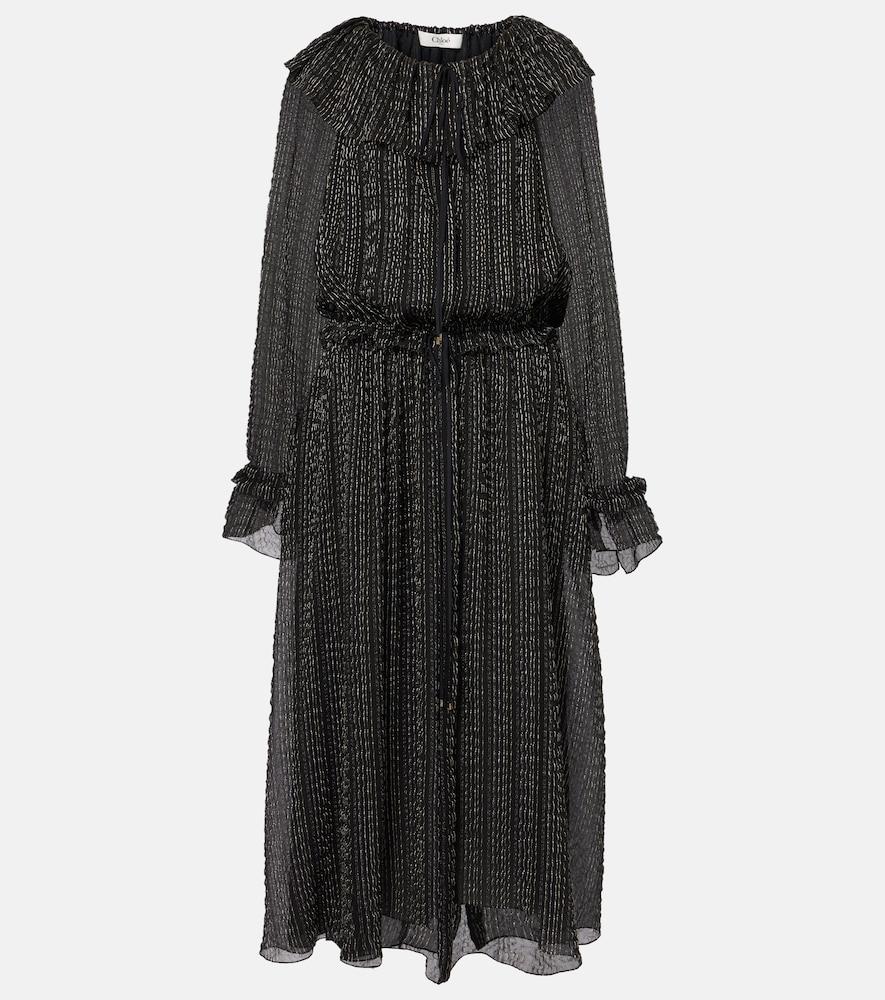chloé ruffled gathered silk-blend gown