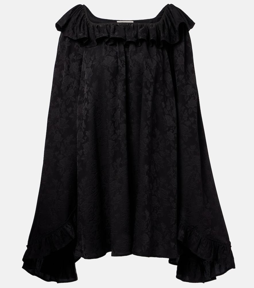 chloé ruffled jacquard silk minidress