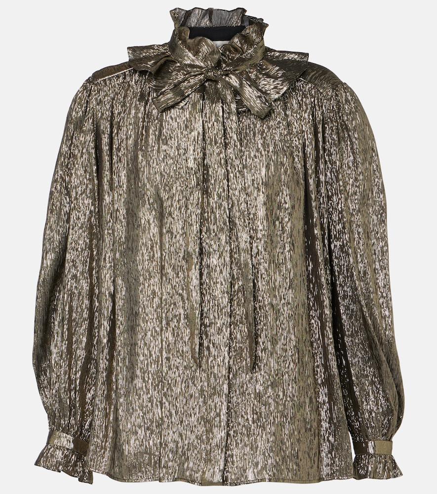 chloé ruffled lamé silk-blend blouse