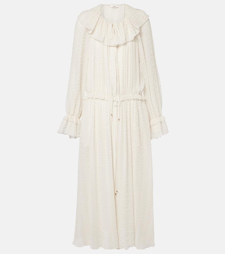 chloé ruffled silk-blend crêpe maxi dress