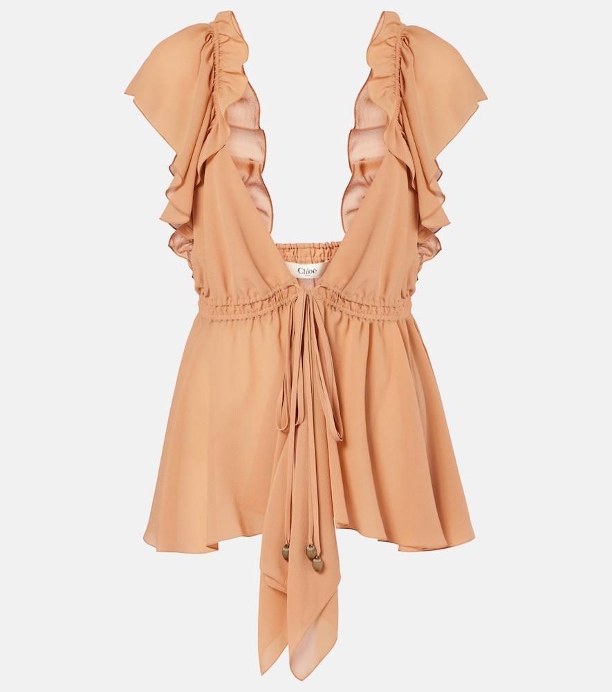 chloé ruffled silk chiffon top