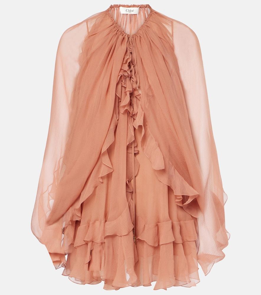 chloé ruffled silk muslin cape