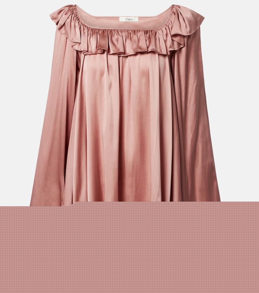 chloé ruffled silk satin minidress