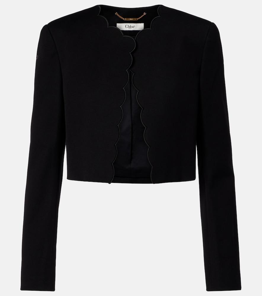 chloé scalloped cropped cotton velvet jacket