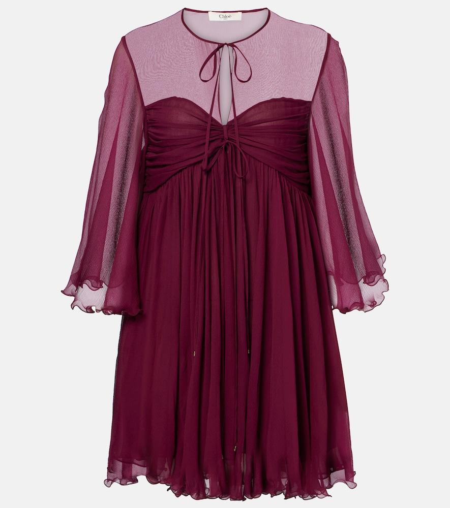 chloé sheer ruched silk minidress