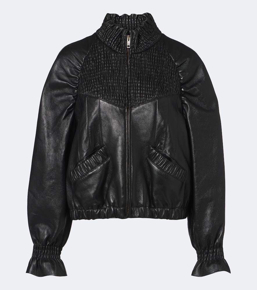 chloé shirred leather jacket