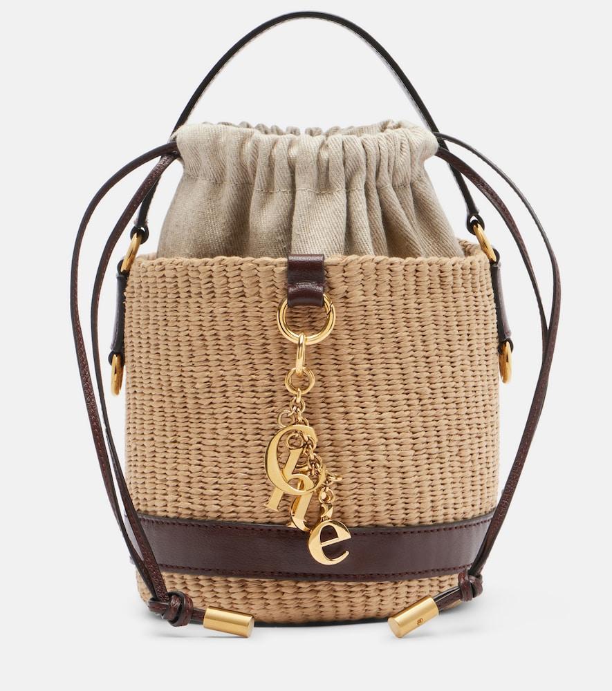 chloé small leather-trimmed basket bag