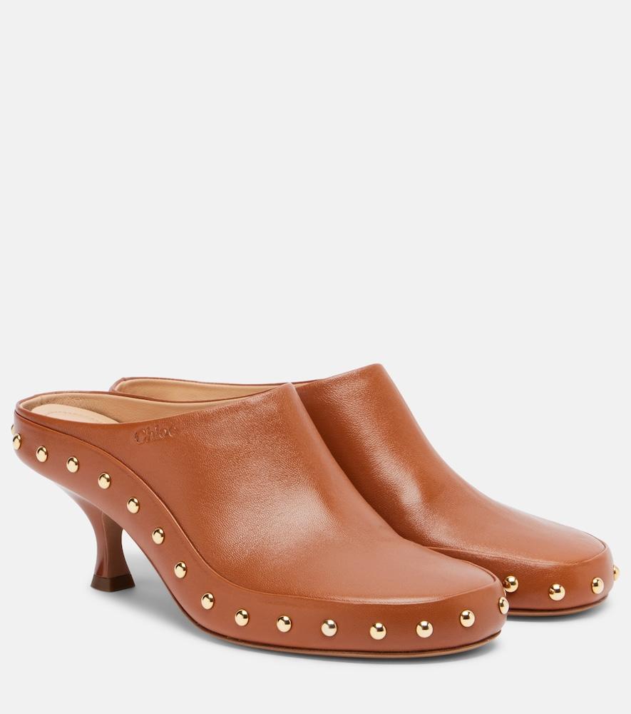 chloé studded leather clogs