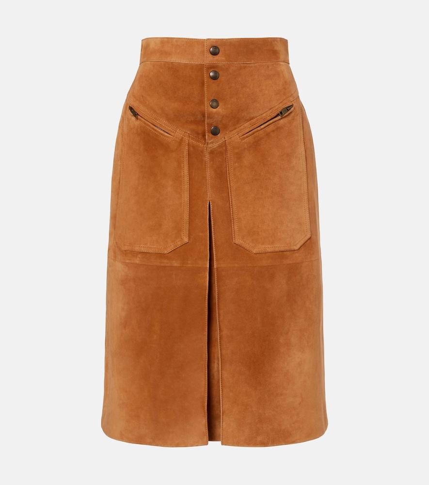 chloé suede midi skirt
