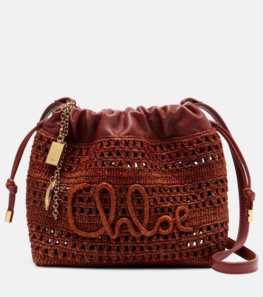 chloé summer banana mini raffia bucket bag