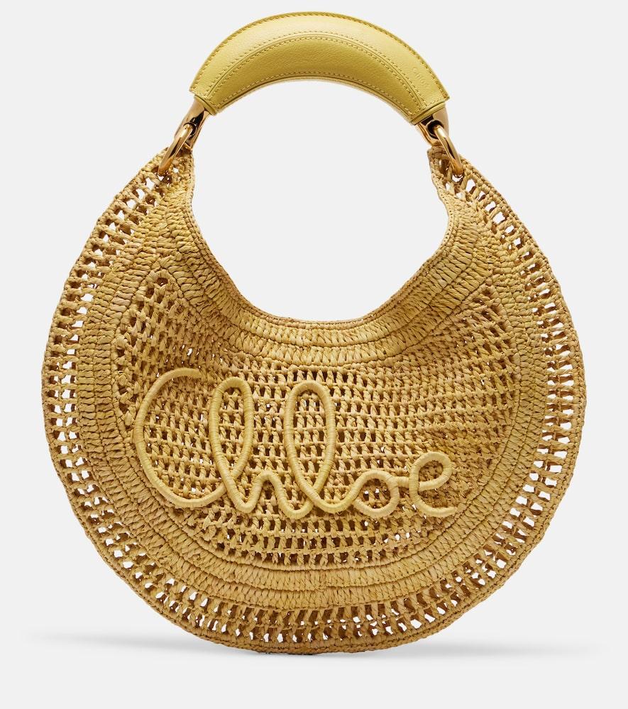 chloé summer banana raffia shoulder bag