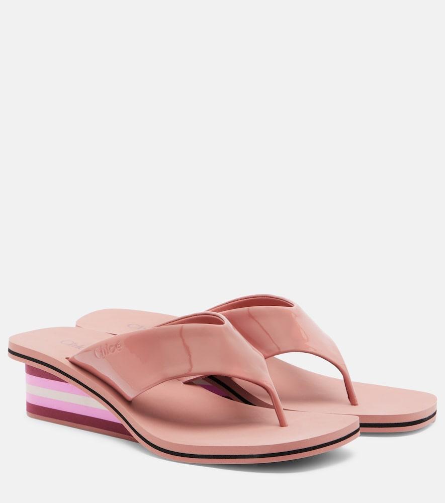 chloé swimming cool leather wedge thong sandals
