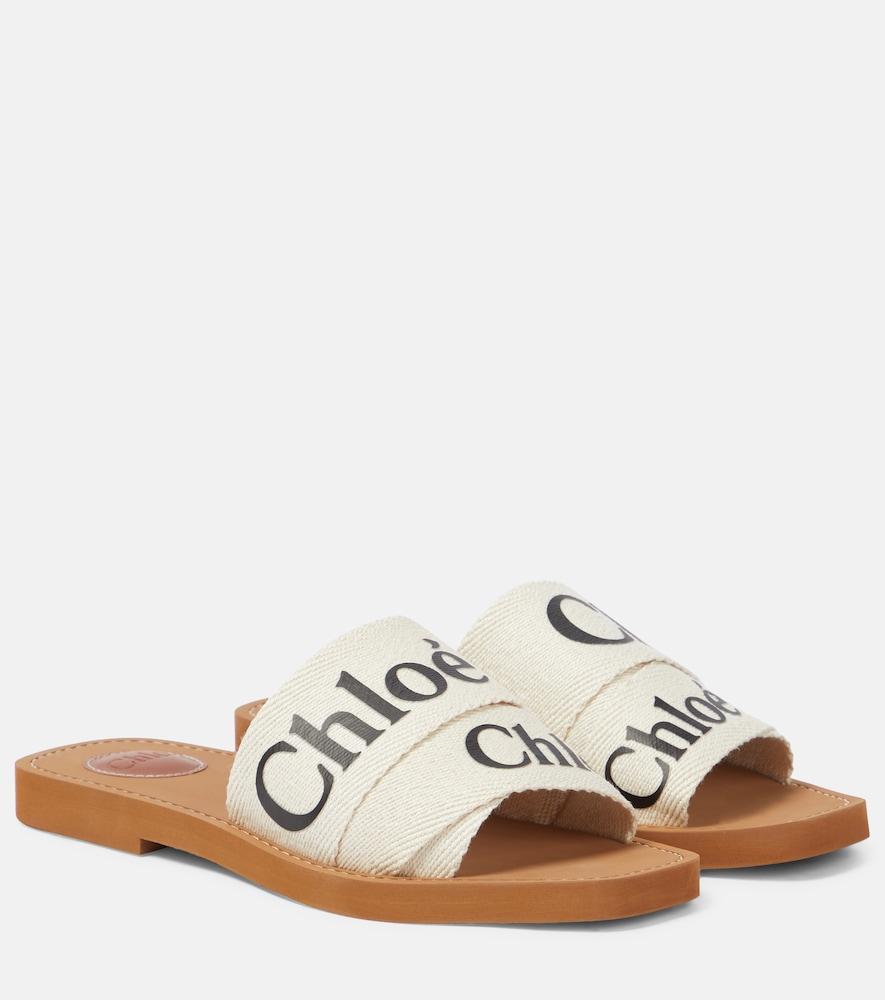 chloé woody canvas slides