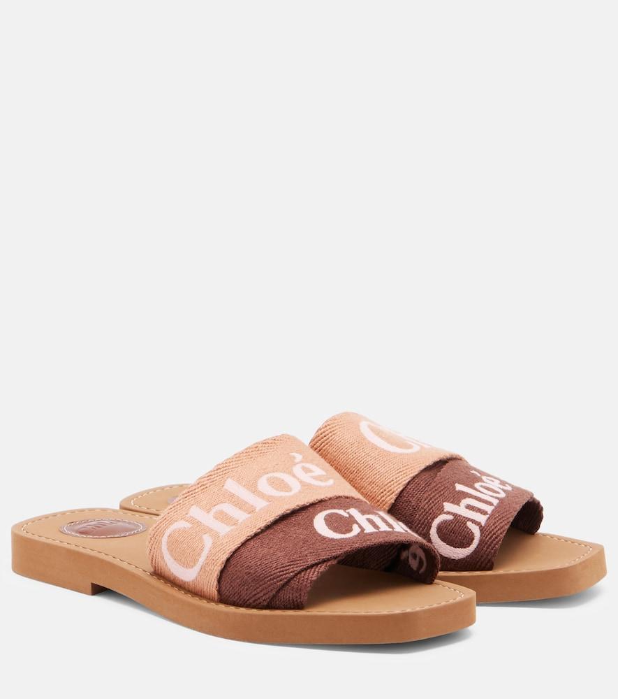 chloé woody canvas slides
