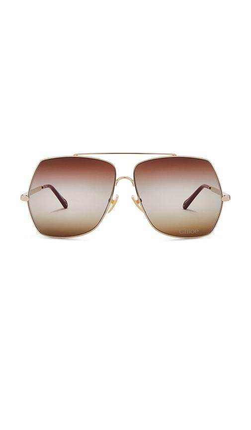 chloe aly sunglasses in metallic gold.