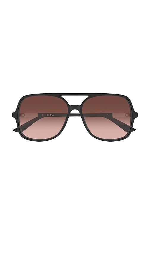 chloe aviator sunglasses in brown.