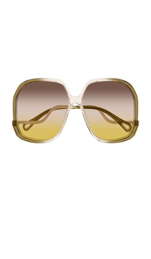 chloe geometrical sunglasses in beige.