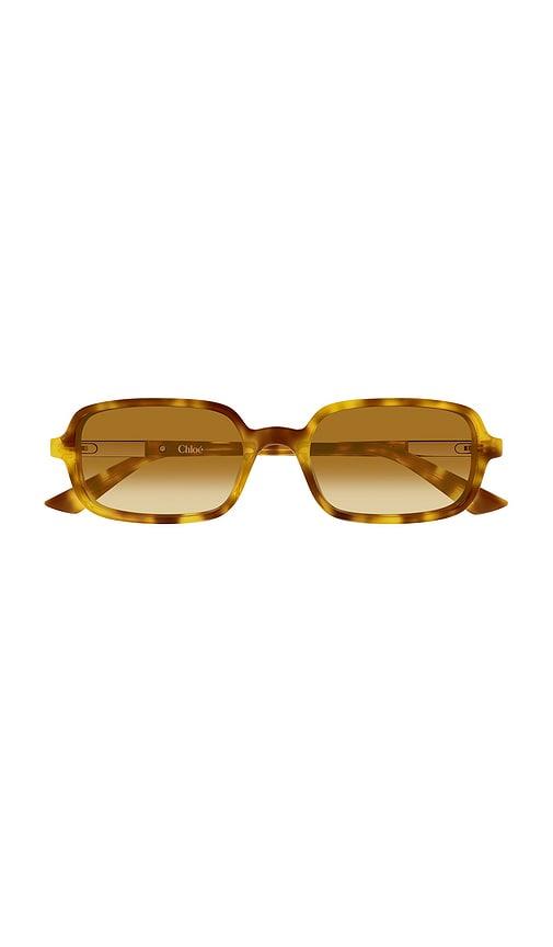 chloe rectangular sunglasses in brown.