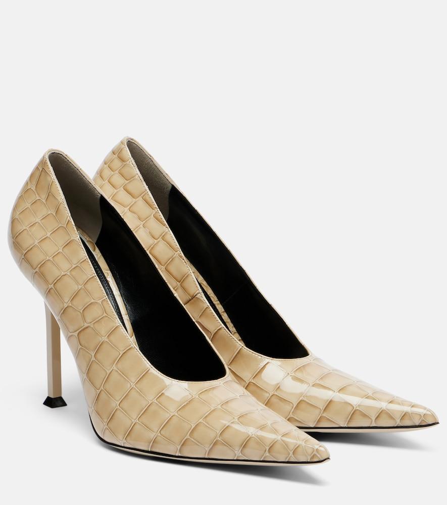 christen helix croc-effect patent leather pumps