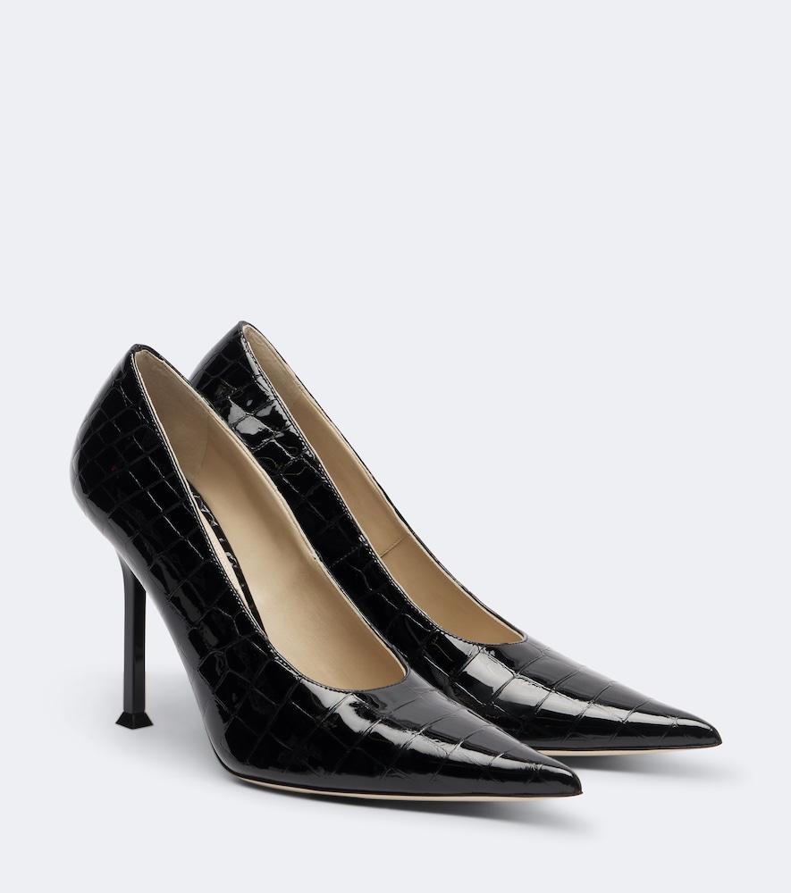 christen helix snake-effect leather pumps