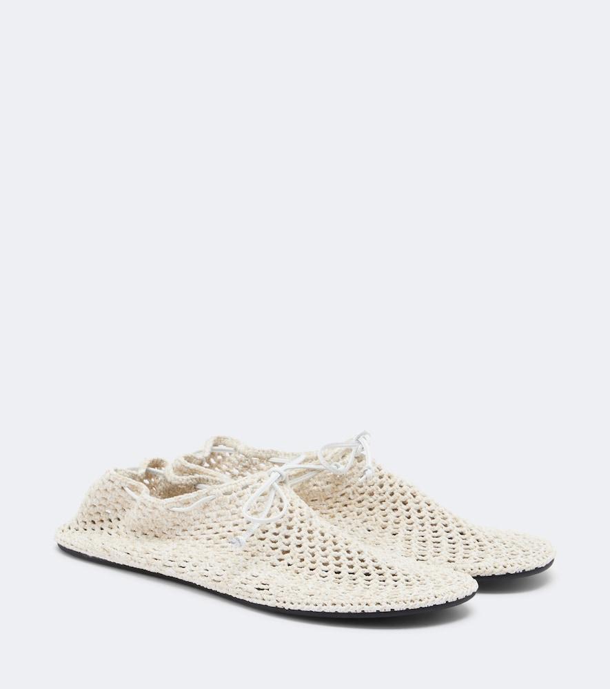 christen mandala crochet leather-trimmed flats