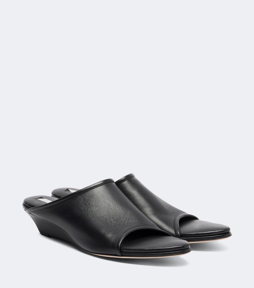 christen stretch leather wedge mules
