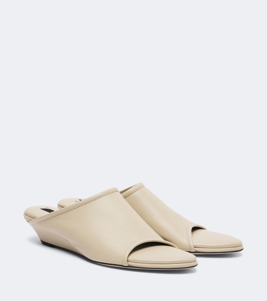 christen stretch leather wedge mules