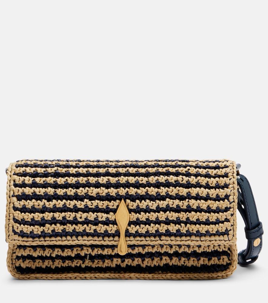christian louboutin bettina mini leather-trimmed crochet clutch