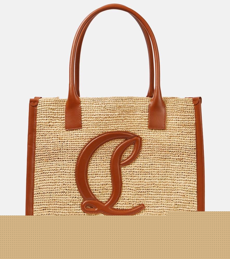 christian louboutin by my side e/w large raffia tote bag