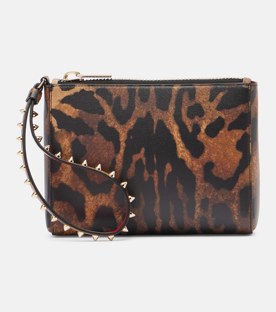 christian louboutin cabata small leopard-print leather pouch