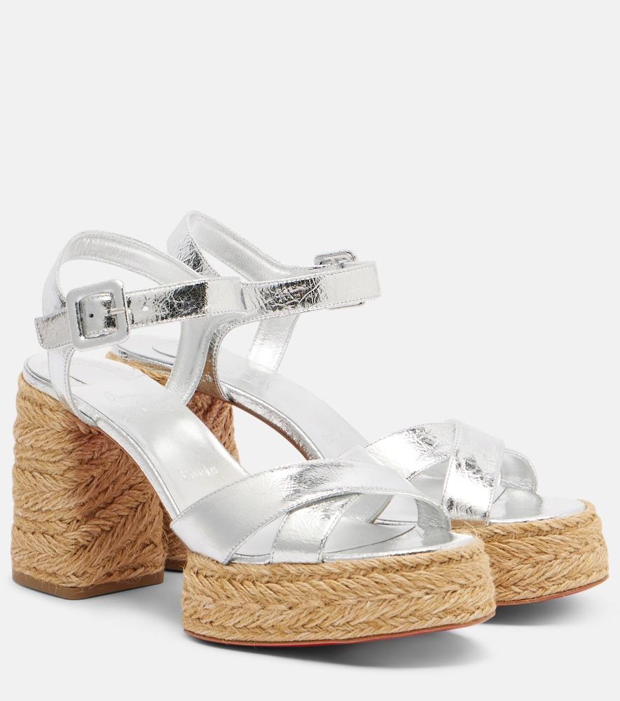 christian louboutin calakala 85 metallic leather espadrille sandals