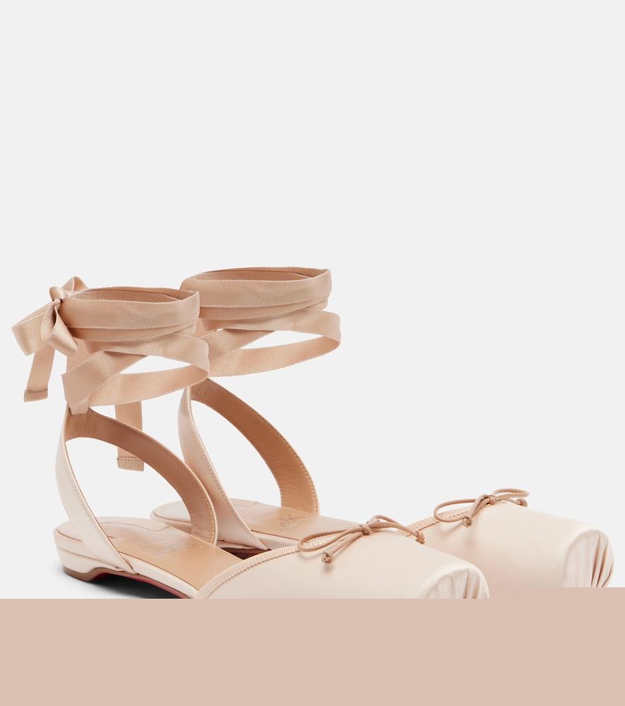 christian louboutin cassia lace up crêpe satin flats