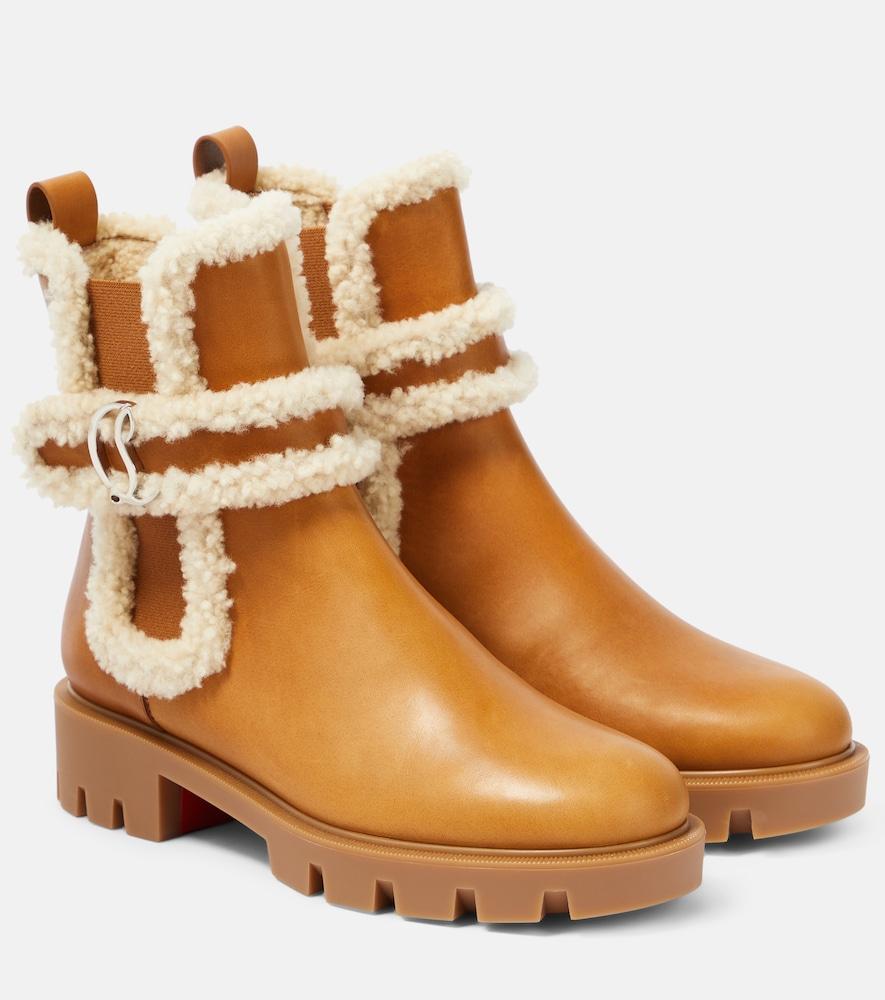christian louboutin cl chelsea shearling-trimmed ankle boots