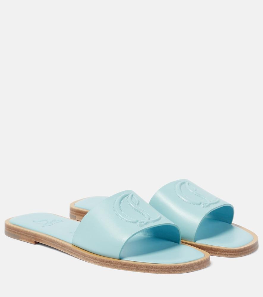 christian louboutin cl embossed leather mules