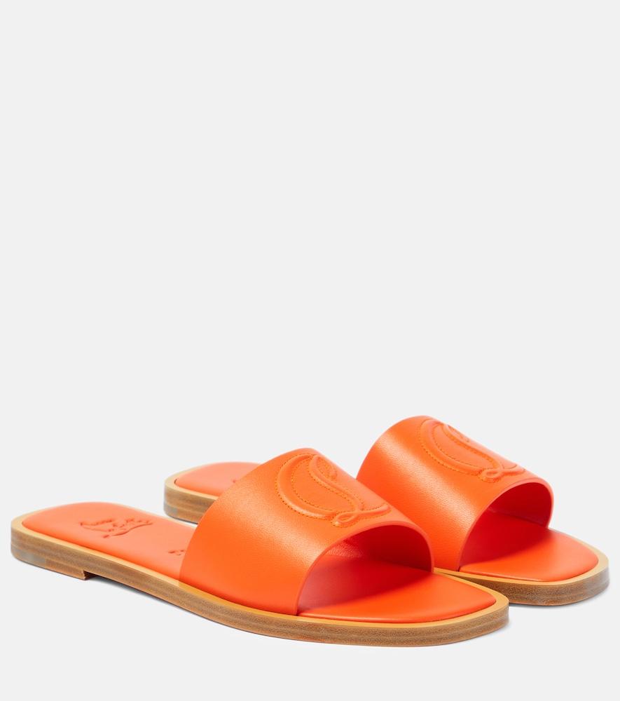 christian louboutin cl embossed leather mules